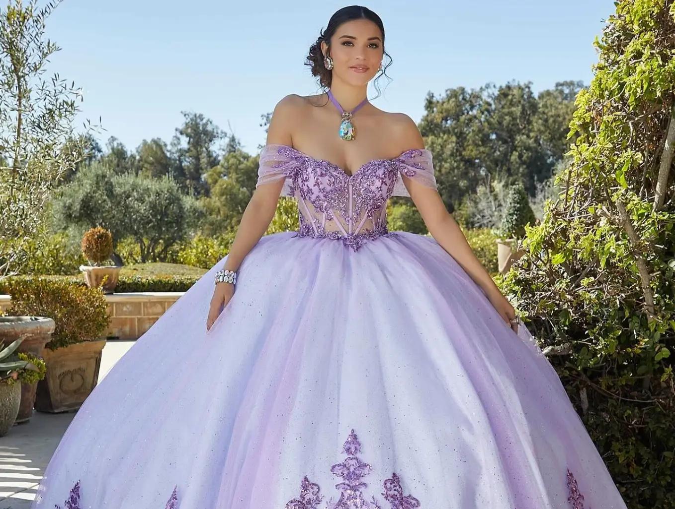 Model wearing a quinceañera gown